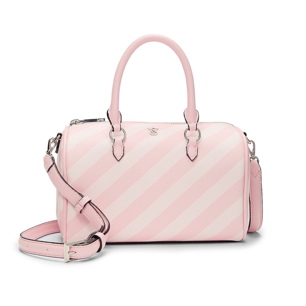 Victoria Secret Pink and White Striped Handbag
